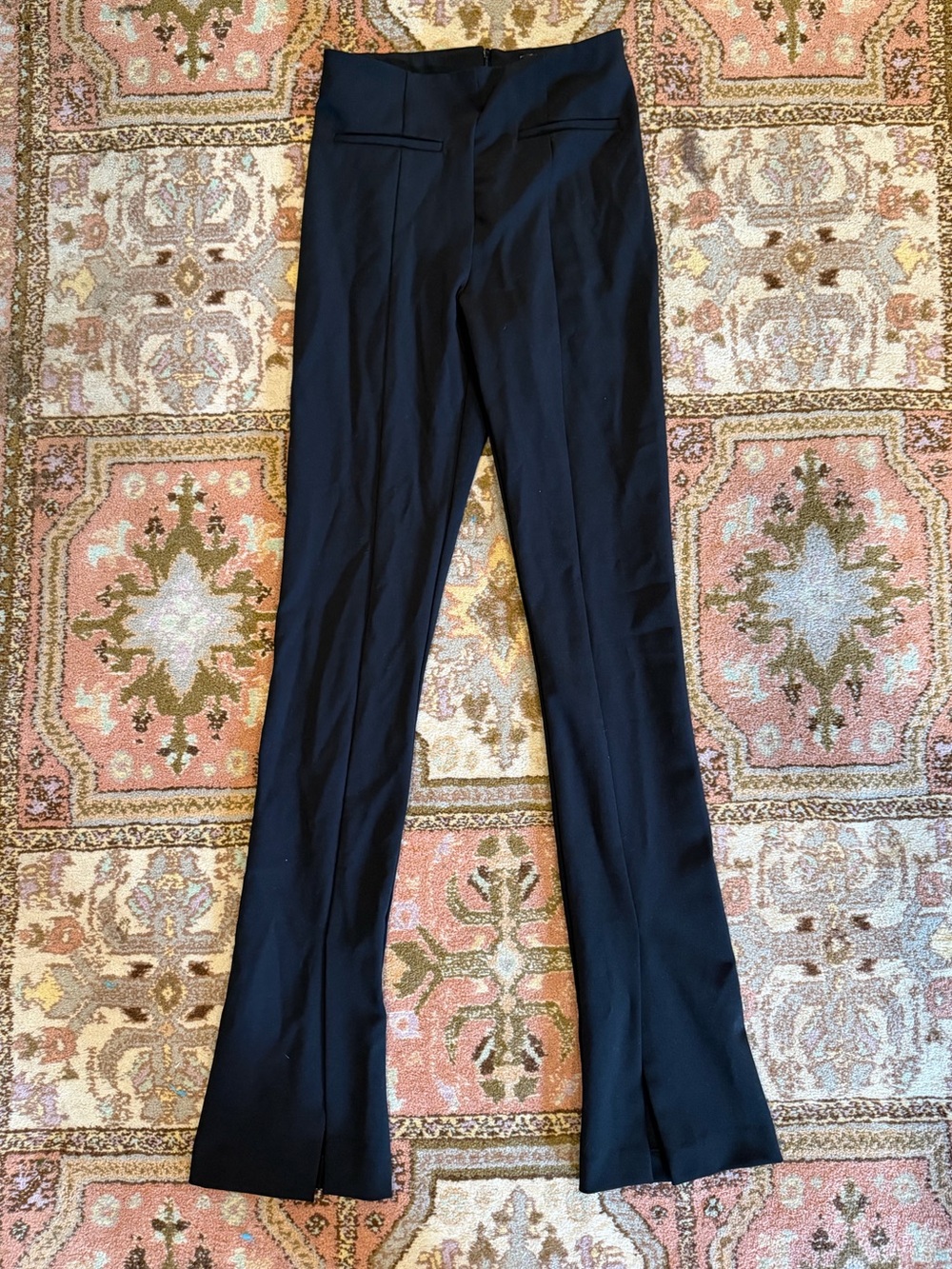 Zara Black High Rise Split Hem Flare Trousers XS
